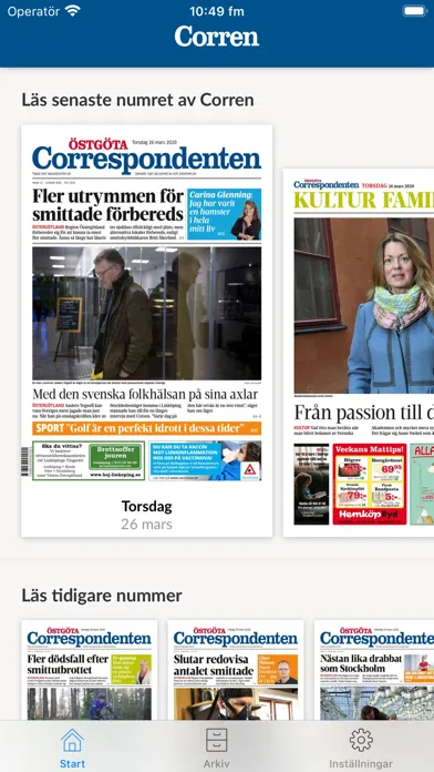 ภาพหน้าจอของ E-tidning Corren