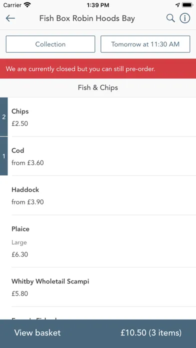 Fish Box Ordering Screenshots