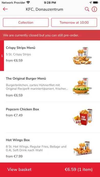 KFC Austria Click & Collect スクリーンショット