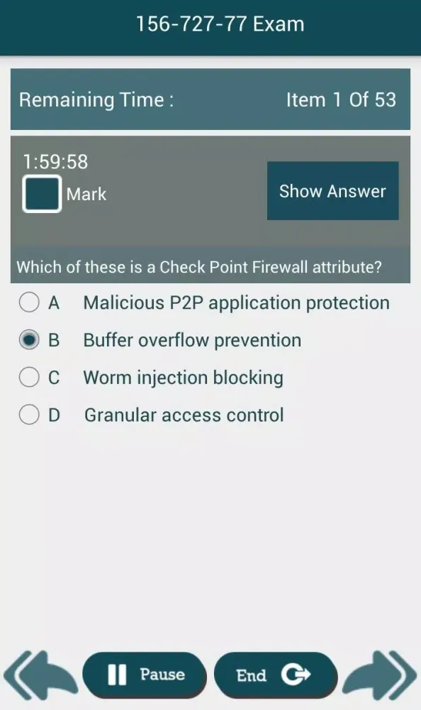 PL 156-727-77 Checkpoint Exam Screenshots