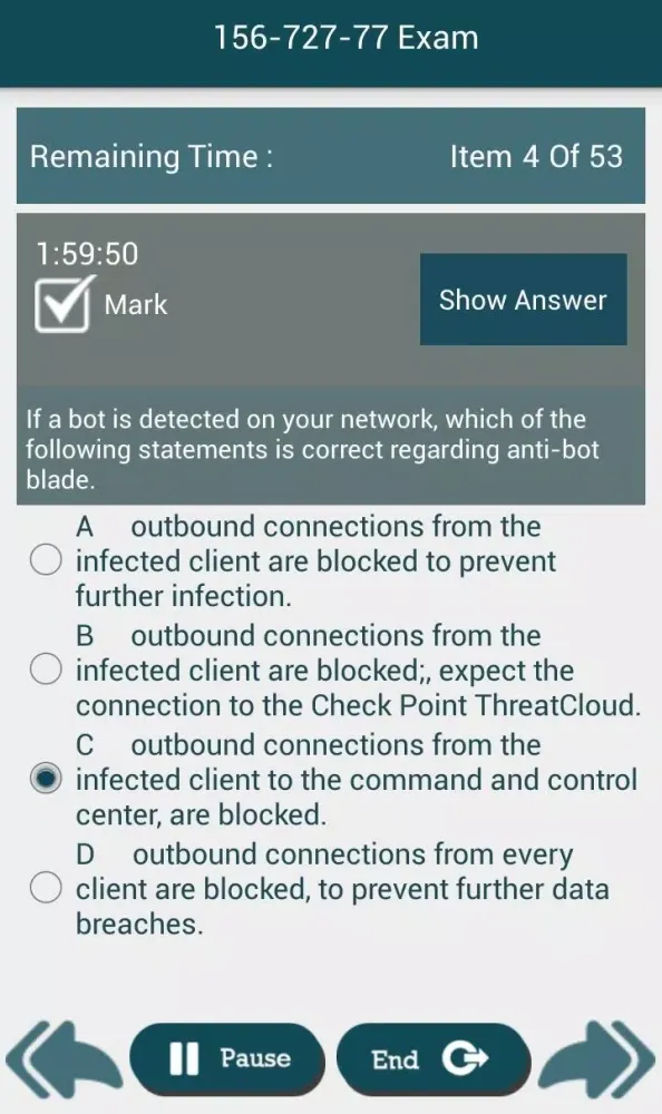 PL 156-727-77 Checkpoint Exam Screenshots