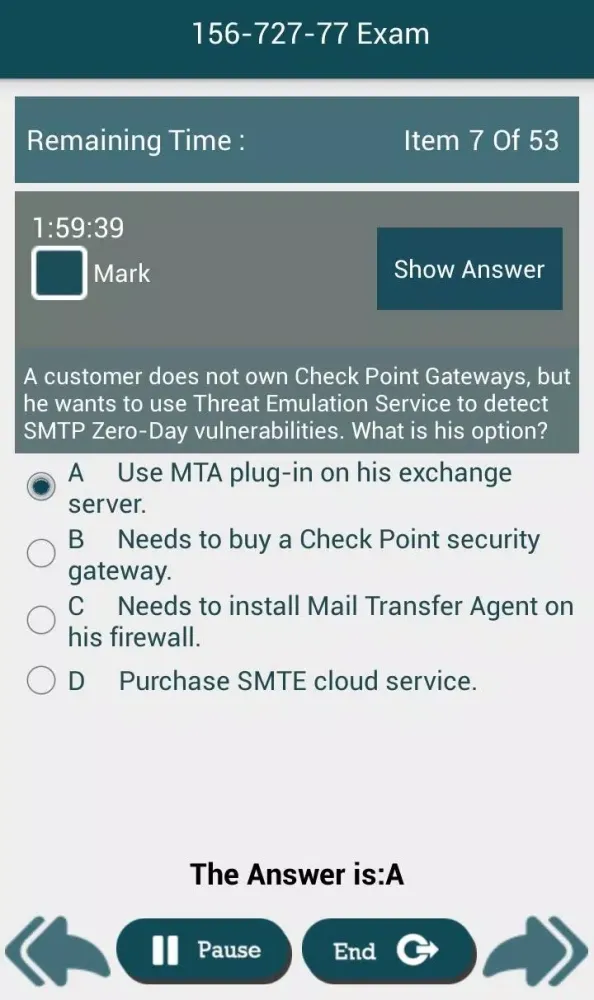 PL 156-727-77 Checkpoint Exam Screenshots