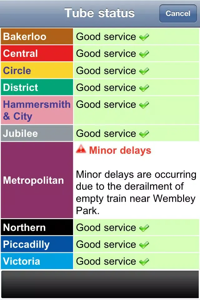 London Tube Map & Status Screenshots