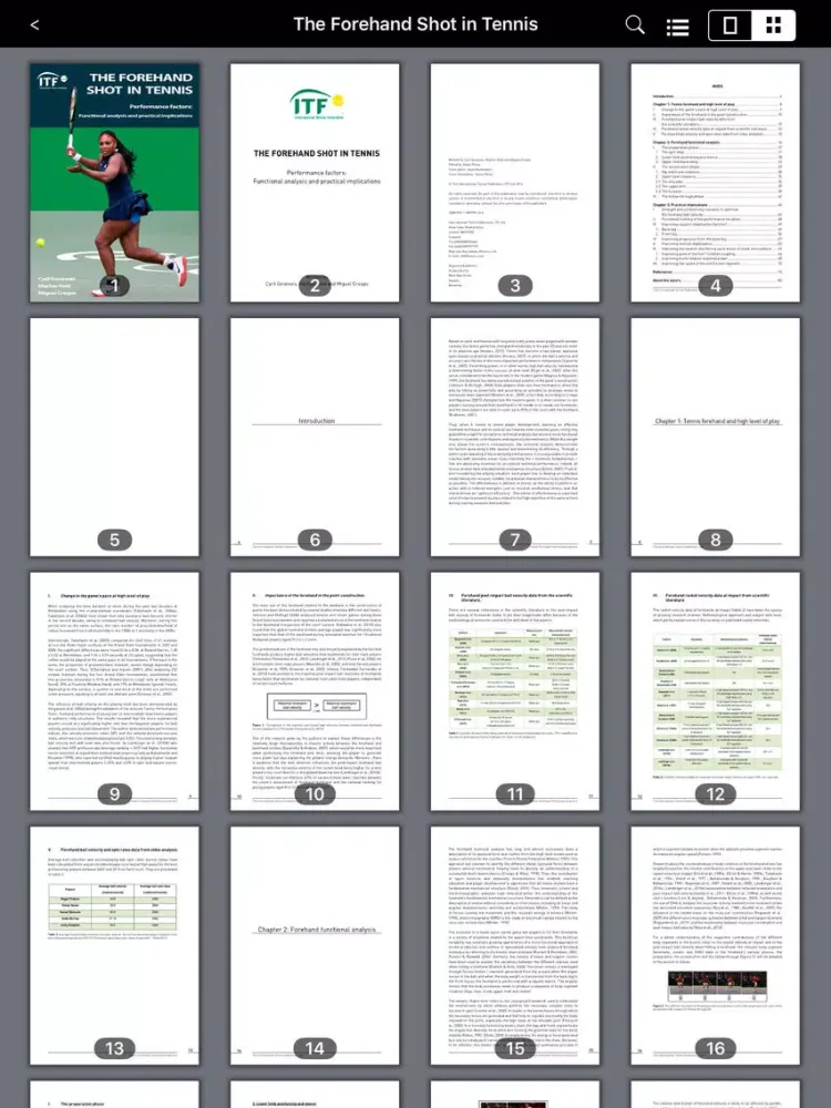 Captures d'écran de ITF ebooks. Publications iPad 