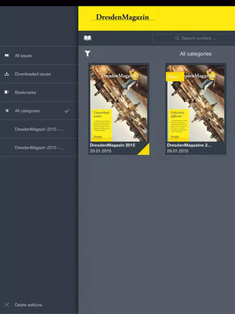 Tangkapan layar DresdenMagazin iPad 