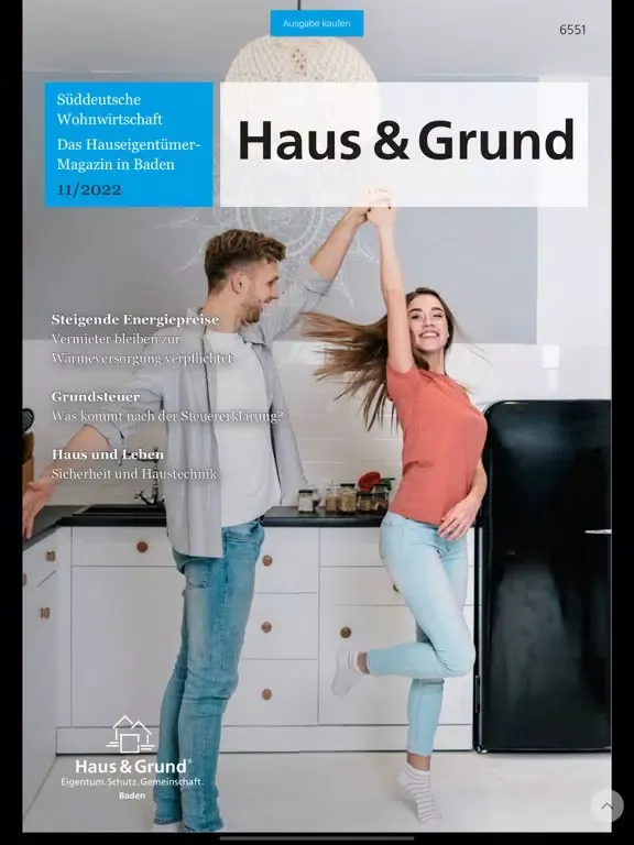 Tangkapan layar Haus & Grund Baden Magazin iPad 