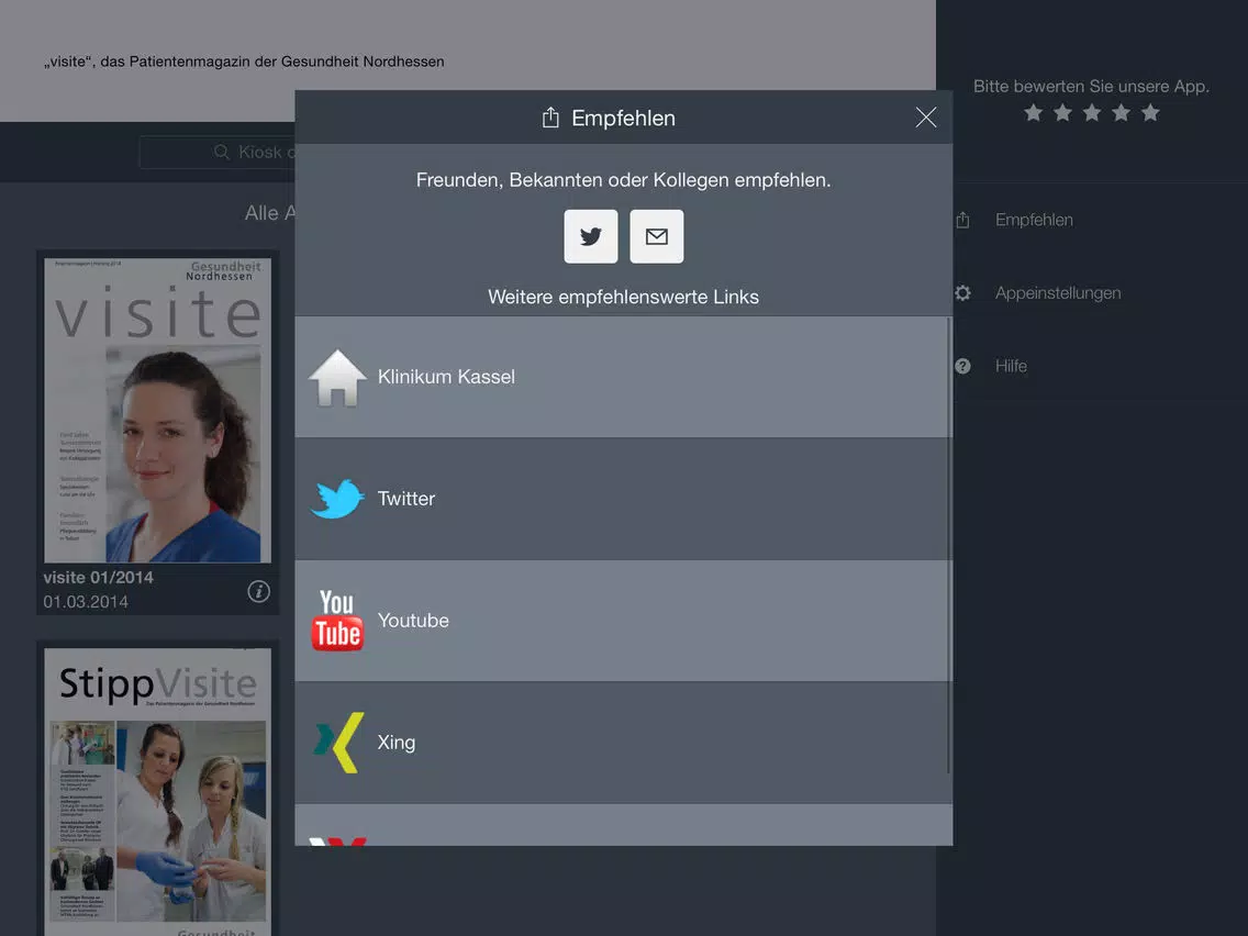 Tangkapan skrin visite - das Patientenmagazin der Gesundheit Nordhessen iPad 