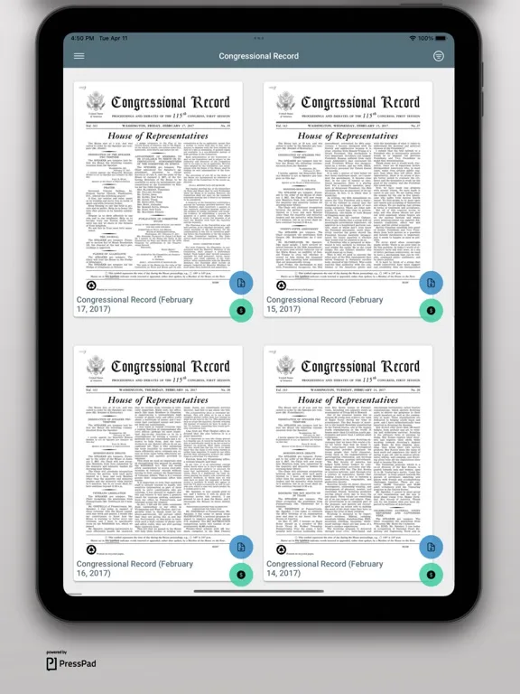 Zrzuty ekranu Congressional Record magazine iPad 