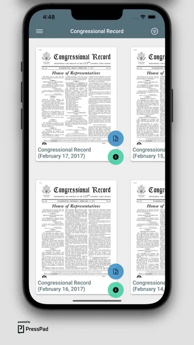 Zrzuty ekranu Congressional Record magazine