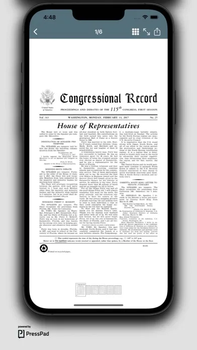 Zrzuty ekranu Congressional Record magazine