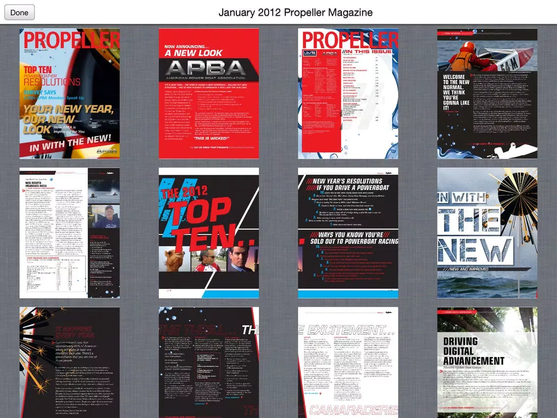 Tangkapan skrin Propeller Magazine - American Power Boat Association iPad 