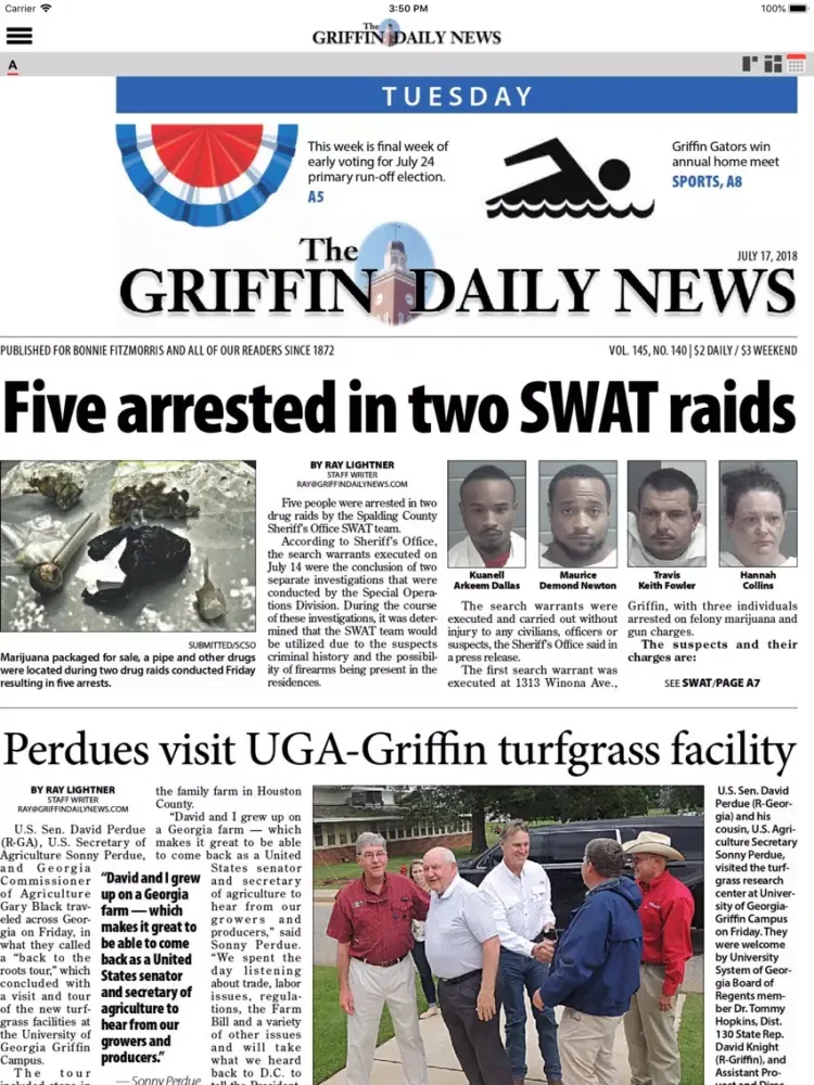 Capturas de pantalla de Griffin Daily News iPad 