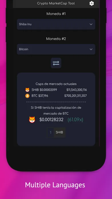 Capturas de pantalla de Crypto Market Cap Tool Convert