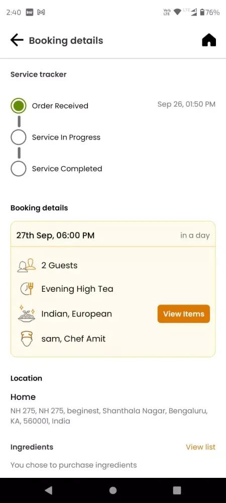 Screenshot di BookMyChef: Chefs & Catering