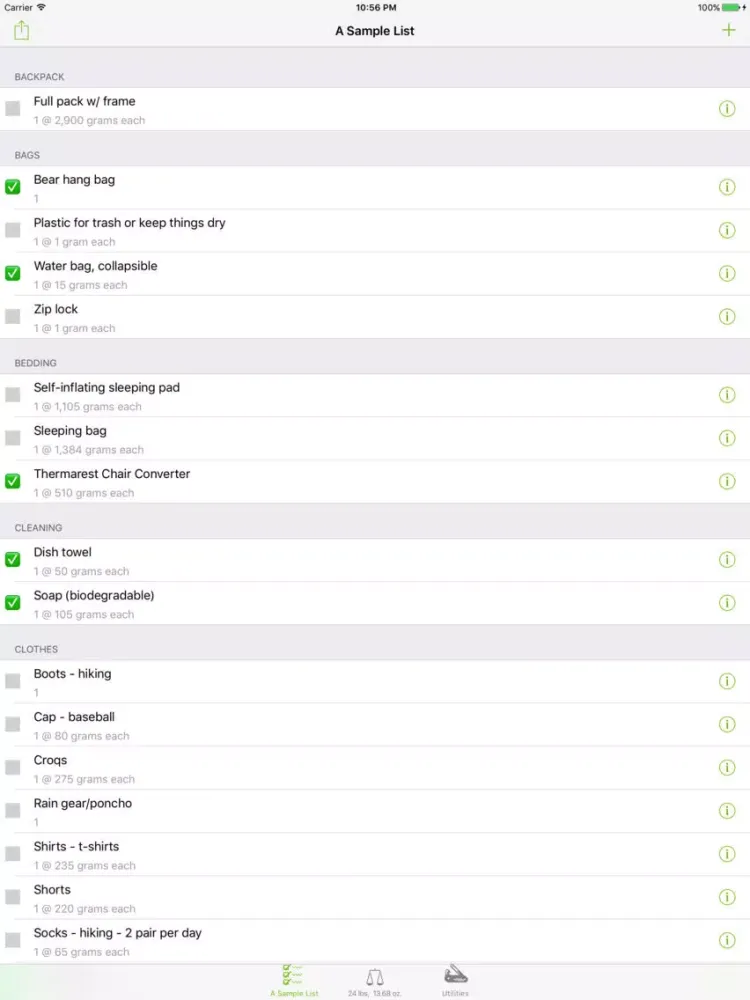 صور Backpacker Checklist iPad 