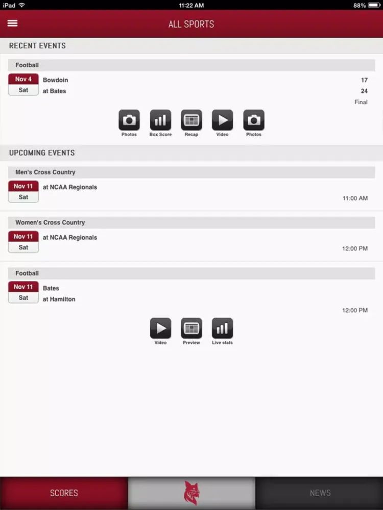 Ảnh chụp màn hình của Bates Front Row iPad 