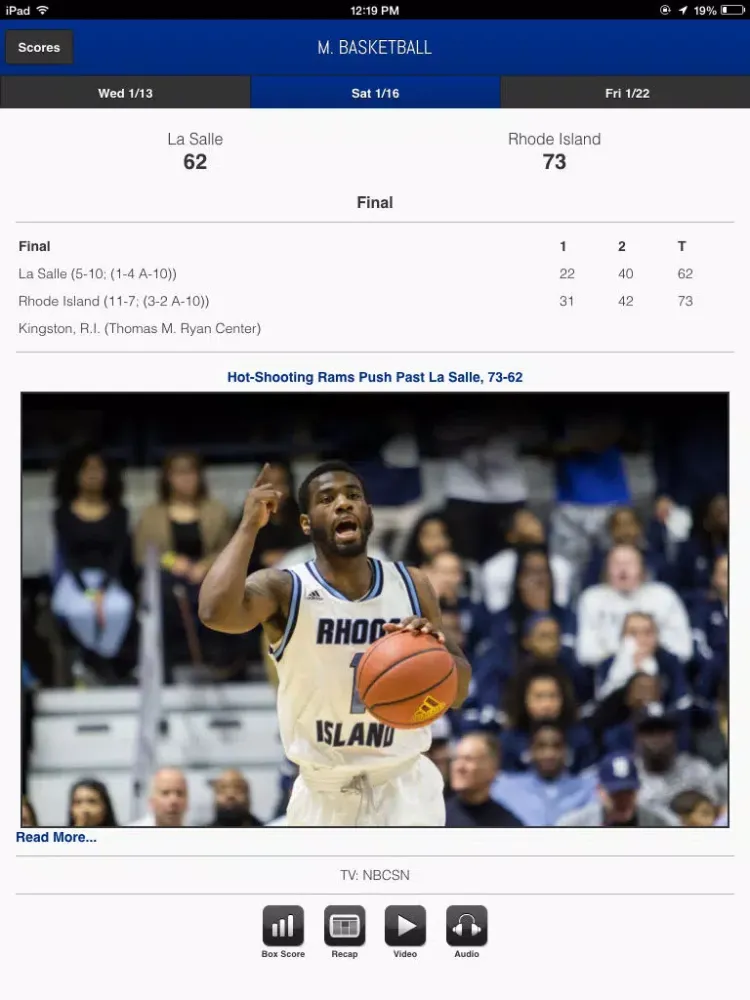 ภาพหน้าจอของ Go Rhody Front Row iPad 