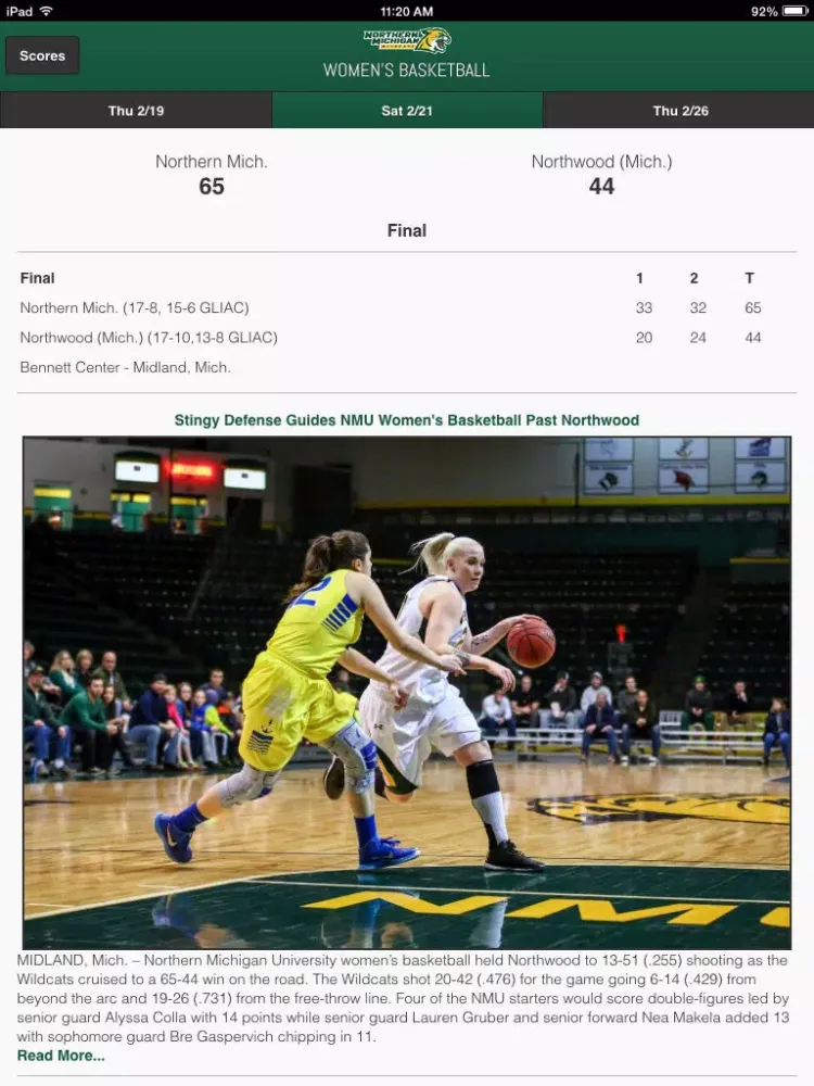 Zrzuty ekranu NMU Wildcats Front Row iPad 