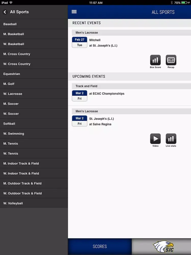 SJC Golden Eagles Front Row iPad  스크린샷