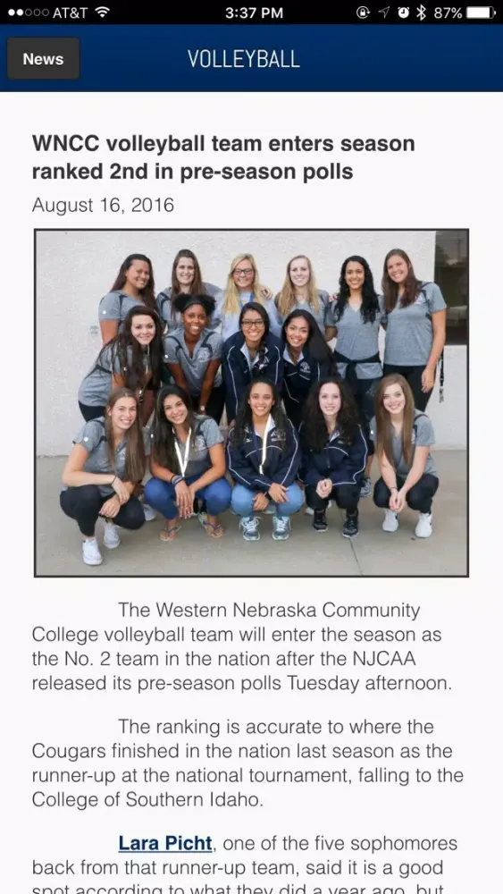 Captures d'écran de WNCC Cougars Front Row