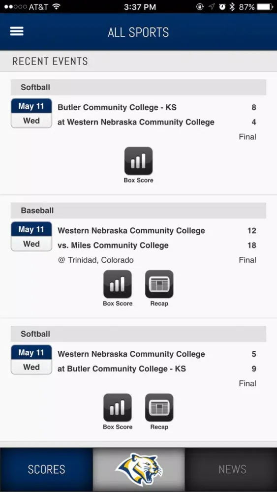 Captures d'écran de WNCC Cougars Front Row