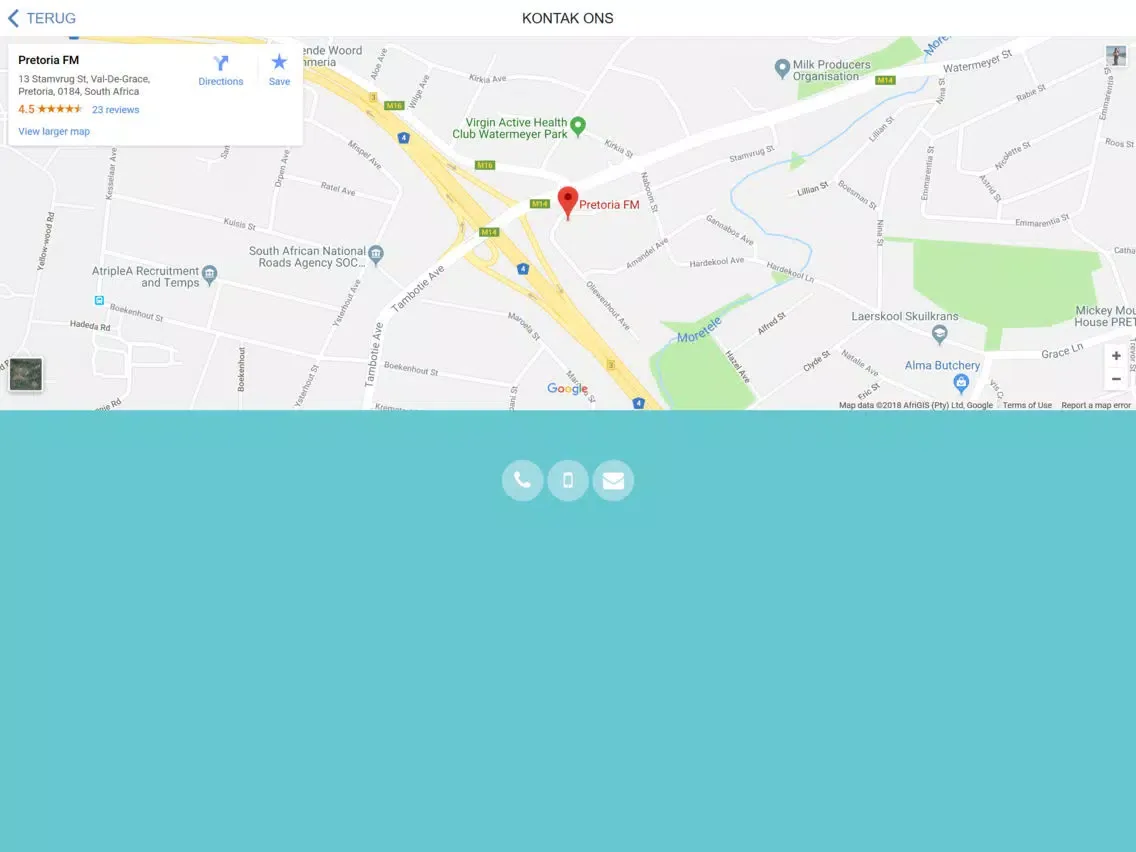 Ảnh chụp màn hình của Pretoria FM iPad 