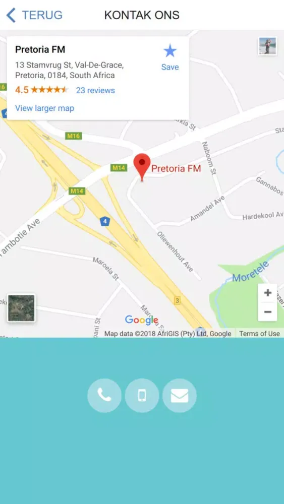 Ảnh chụp màn hình của Pretoria FM