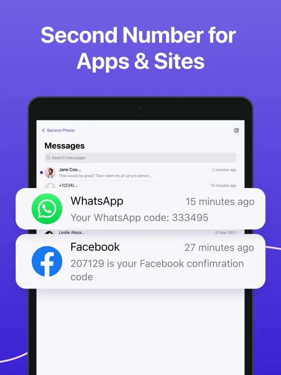 Second Phone Number ™ 2nd Line iPad Screenshots