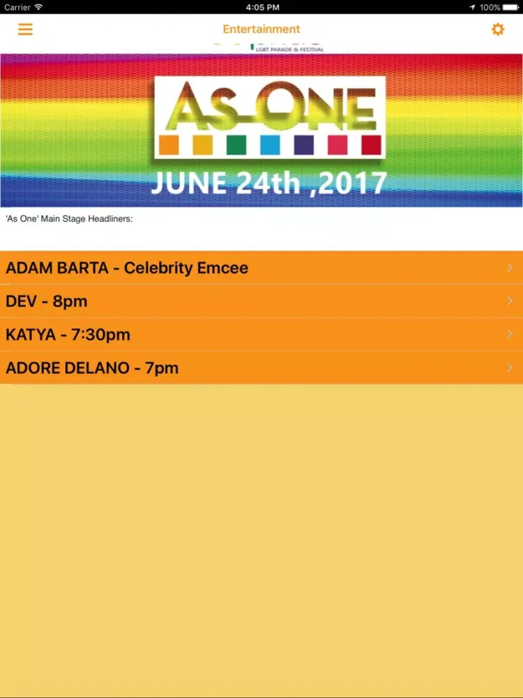 Capturas de tela do Orange County Pride iPad 