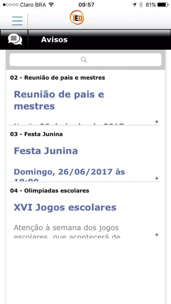 Capturas de tela do COLÉGIO IED