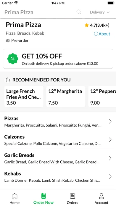 Prima Pizza.應用截圖