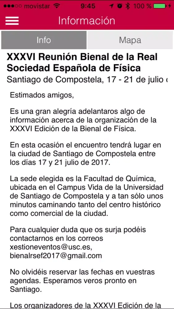 Capturas de tela do XXXVI Reunión Bienal de la Real Sociedad Española