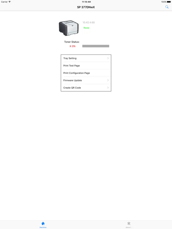 RICOH SP 200 series Smart Organization Monitor iPad  Ekran Görüntüleri