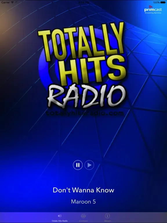 Tangkapan layar Totally Hits Radio iPad 