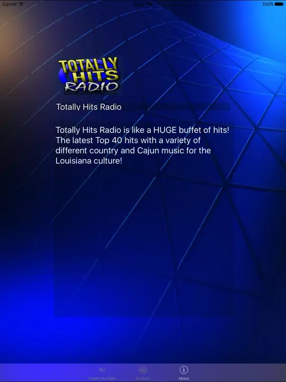 Tangkapan layar Totally Hits Radio iPad 