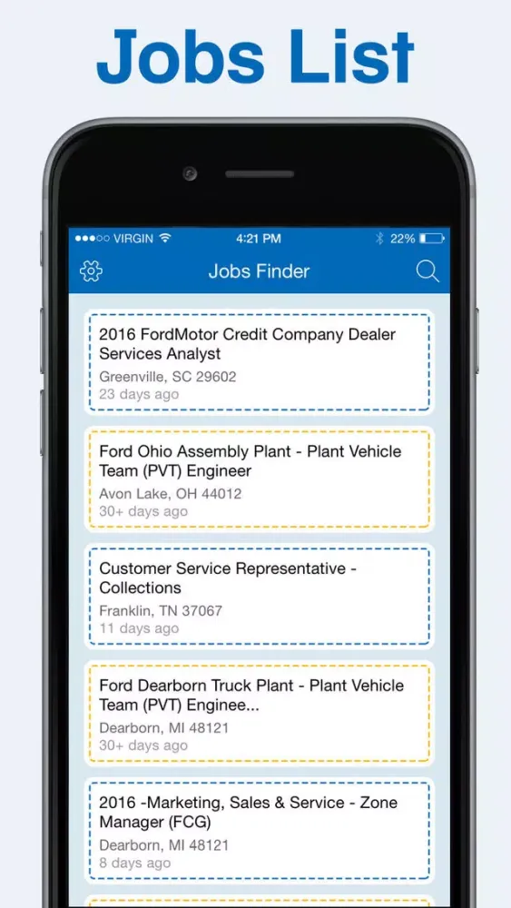 Capturas de tela do Jobs Finder for Ford Motor Company
