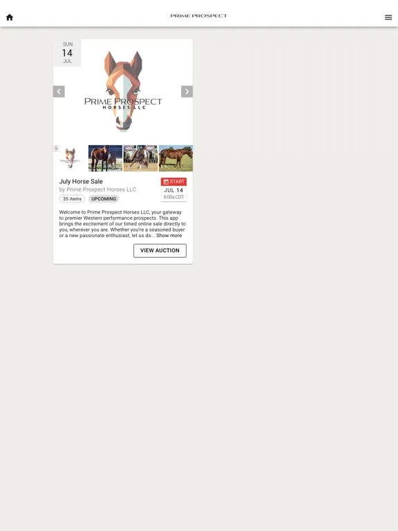 Tangkapan layar Prime Prospect Horses iPad 