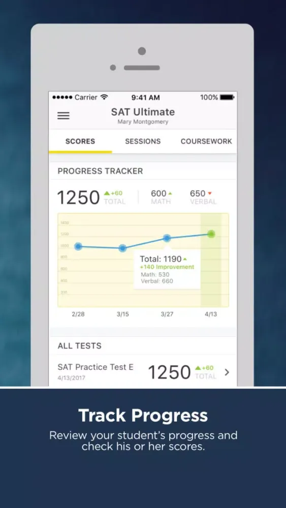 Capturas de tela do Princeton Review for Parents