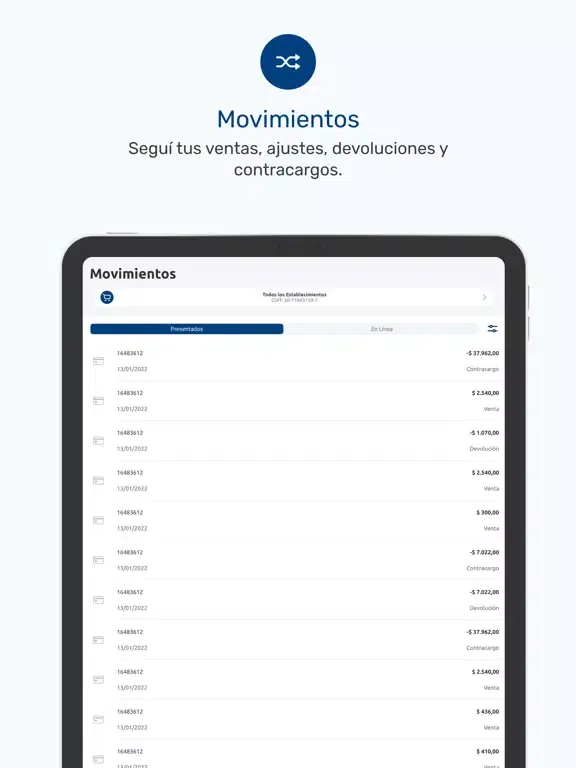 Capturas de pantalla de Payway iPad 