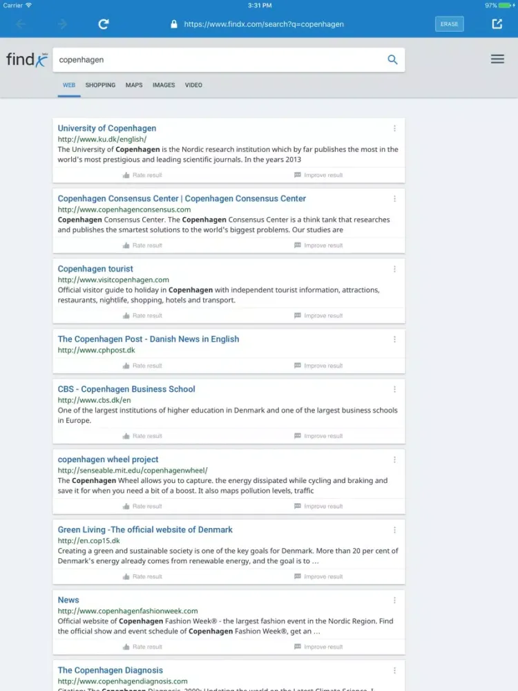 Capturas de tela do Findx - private search engine iPad 