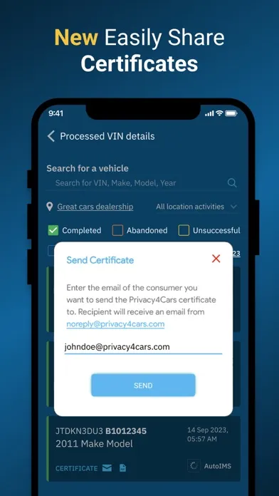 Captures d'écran de Privacy4Cars: delete car data