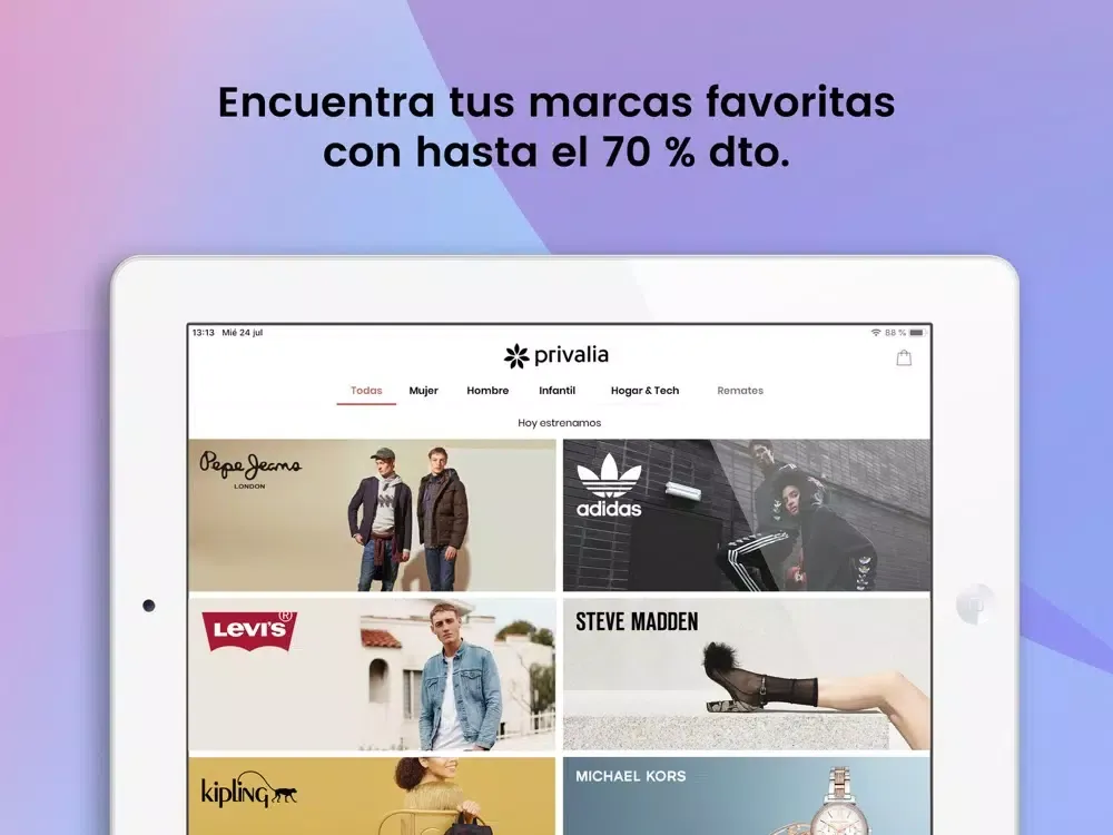 Ảnh chụp màn hình của Privalia MX - Outlet de marcas iPad 