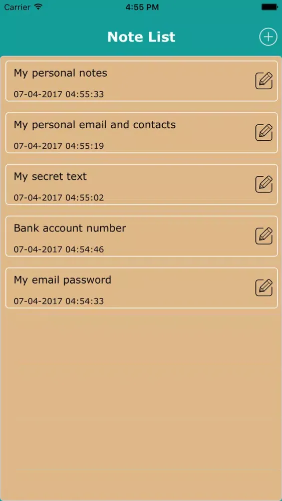 Private Notes Storage Screenshots