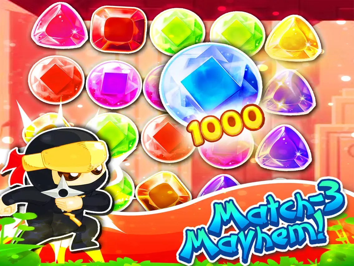 صور Jewel's Ninja Match-3 - diamond game and kids digger's mania hd free iPad 