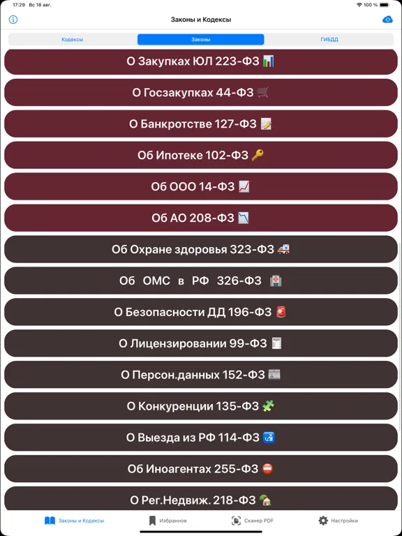 Capturas de pantalla de Кодексы Pro: Законы и Право РФ iPad 