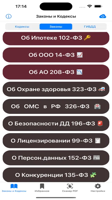 Capturas de pantalla de Кодексы Pro: Законы и Право РФ
