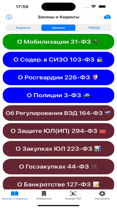 Capturas de pantalla de Кодексы Pro: Законы и Право РФ