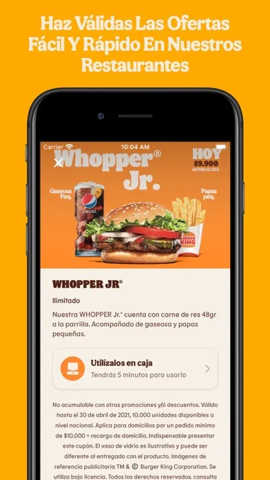 Ảnh chụp màn hình của Burger King® Colombia