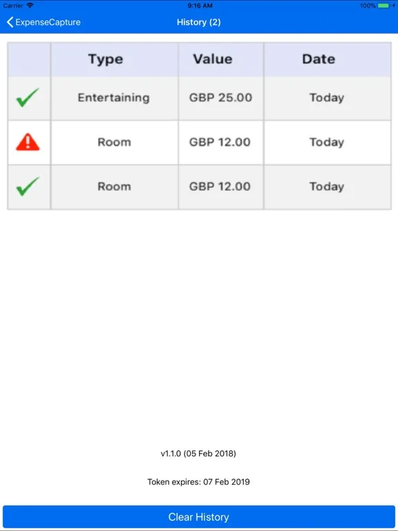 Tangkapan skrin PROACTIS Expenses iPad 