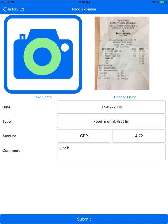 Tangkapan skrin PROACTIS Expenses iPad 